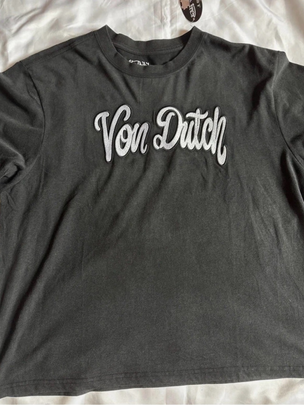 Von Dutch Black Short-Sleeve Script Logo Tee
